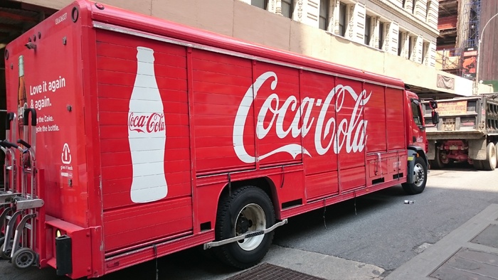 camion, 红色, 提升, 可口可乐, 城市, 街道, 陆地车辆, 交通