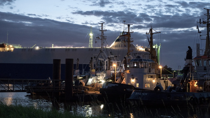 德国、emden、ship、nacht、belichtung、nightshot、schiffe、himmel