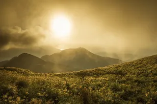 剪影，山，草，日出，夕阳，姓氏，*，山