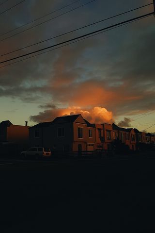 美国旧金山，日落区，s6 edge，手机，房屋，云，线路