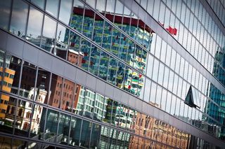 建筑、玻璃、建筑、现代、立面、窗户、镜像、反射