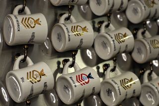 咖啡，杯子，收藏，悬挂，饮料，热的，杯子，墙壁