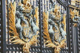 金色、灰色、黑色、金属门、伦敦、白金汉宫、详图、围栏