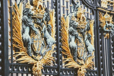 金色、灰色、黑色、金属门、伦敦、白金汉宫、详图、围栏 金色、灰色、黑色、金属门、伦敦、白金汉宫、详图、围栏