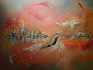 幻觉、矩阵、海市蜃楼、全帧、水、背景、橙色、无人