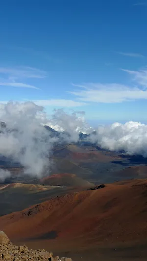 山，多云，山峰，蓝色，天空，白色，云，戏剧性