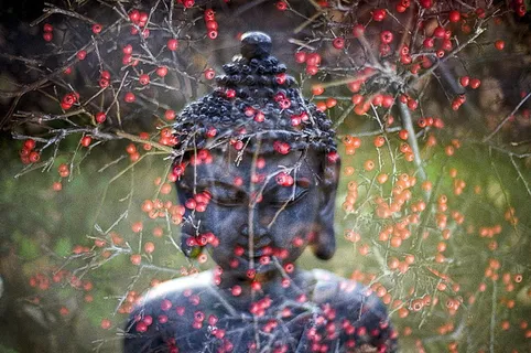 佛、叶、宗教、雕像、佛教、东方、佛教、精神