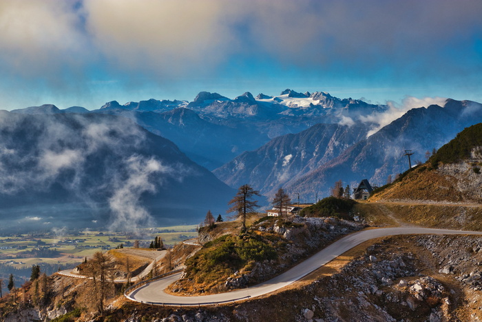 loser panorama road，dachstein，山脉，徒步旅行，奥地利，景观，徒步旅行，冰川