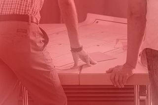 商务会议-在桌上讨论计划-单色