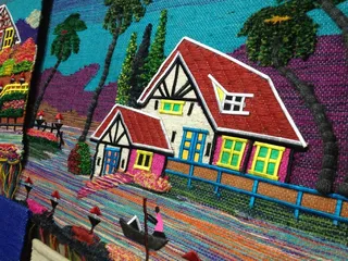 黄麻艺术品，印度工艺品，黄麻工艺品，建筑，建筑结构，建筑外观，多色，通讯