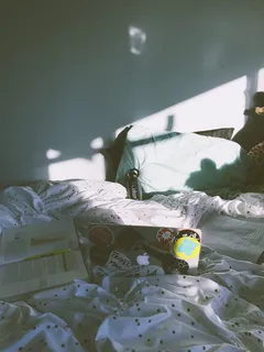 macbook笔记本电脑，床，旁边，打开，ook，笔记本电脑，阳光，室内