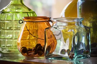 花瓶，玻璃罐，透明，光，彩色，透明，背景，内部