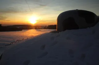 日落、雪、山、碉堡、冬天、大自然、黄昏、天空