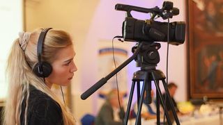 学生，女摄影师，拍摄，金发，工作，工作，技术，摄影师