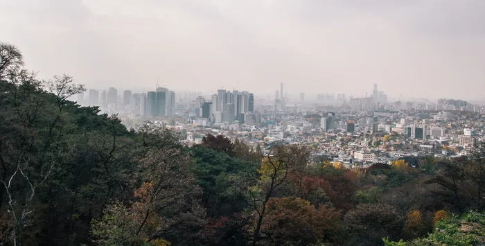 城市，天际线，建筑物，雾，城市景观，城市景观，市中心，韩国