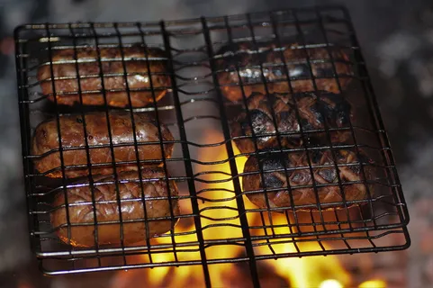 烤、香肠、火、火焰、烧烤、不健康、烧焦、烧焦