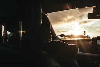 她，肖像，生活，太阳，日落，汽车，开车，下午