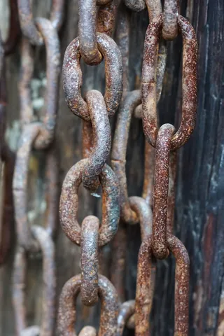 链条，发票，铁，生锈，金属，特写，无人，聚焦前景