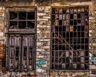 照片、废弃、建筑物、窗户、工厂、腐烂、垃圾、破损