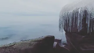 山，有盖，冰，照片，巨石，冰柱，海，海洋