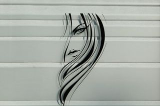 女人，脸，黑色，头发墙艺术，窗户上的贴纸，头发，理发师，剪发