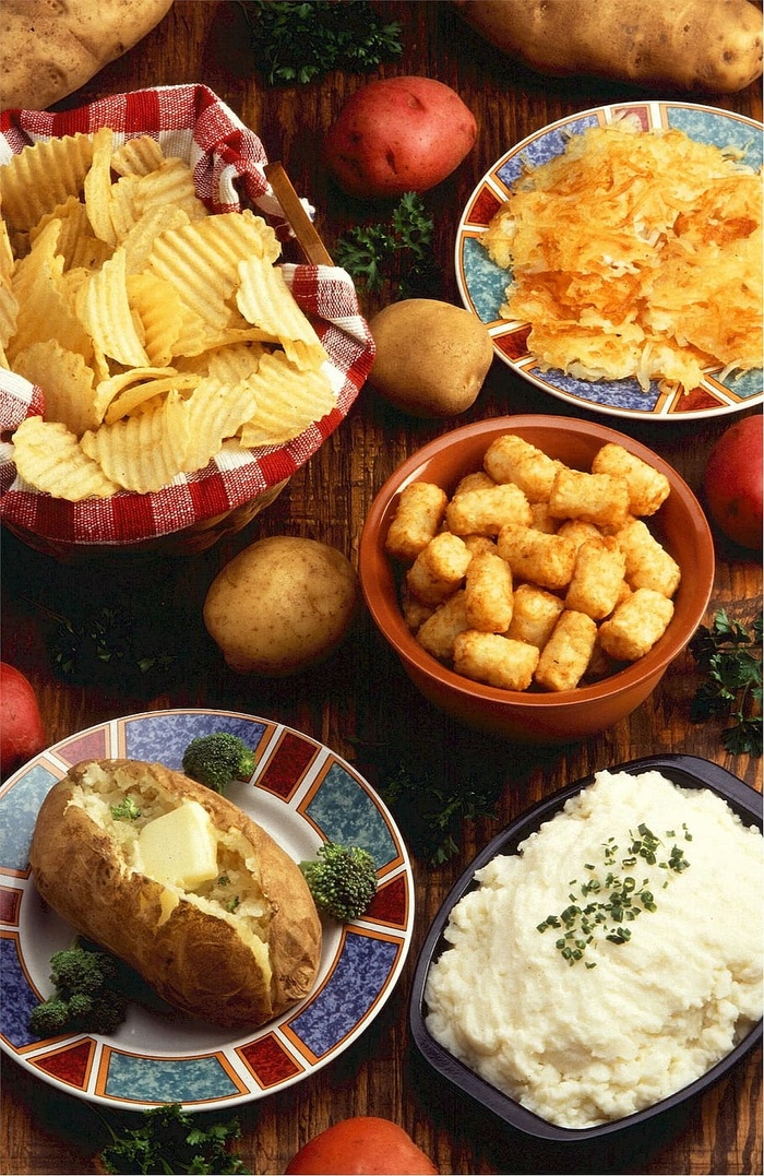 熟土豆食品，土豆，菜肴，烘焙，捣碎，薯条，土豆泥，油炸