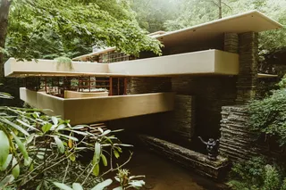 树间的米色和棕色砖房