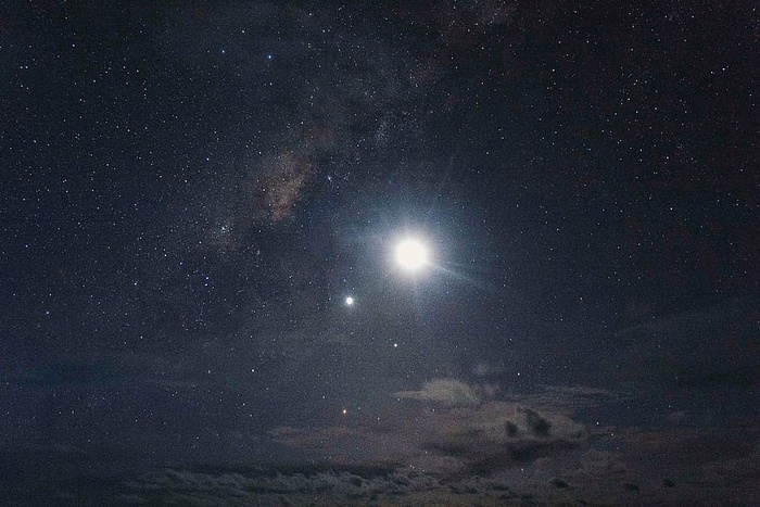 二，恒星，太阳系，发光，夜间，照片，月亮