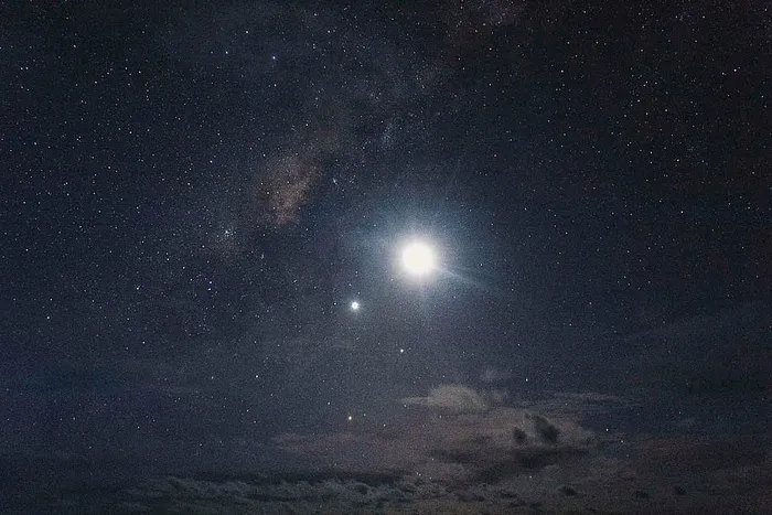 二，恒星，太阳系，发光，夜间，照片，月亮