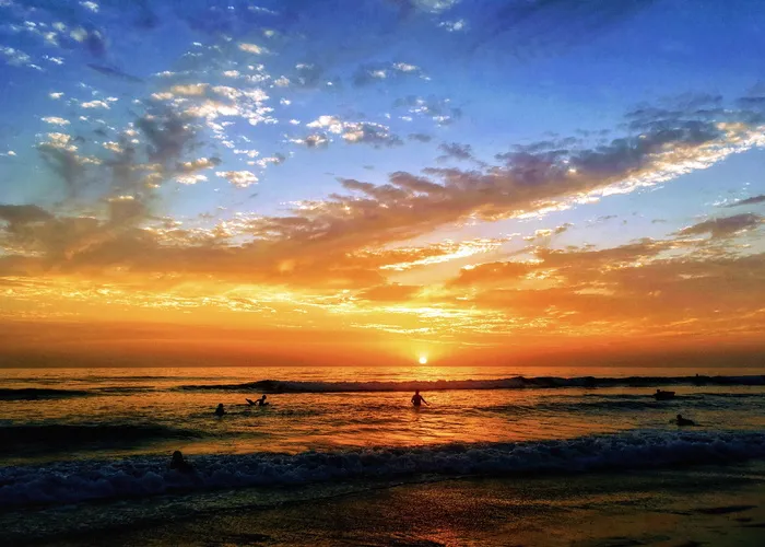 海，黎明，自然，天空，余辉，海滩，云，黄昏