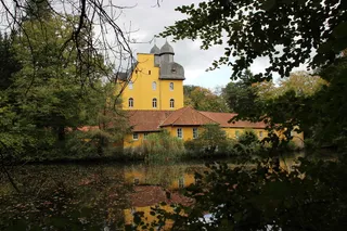 湖泊、城堡、schloßholte、自然、水域、秋天、名胜、镜像