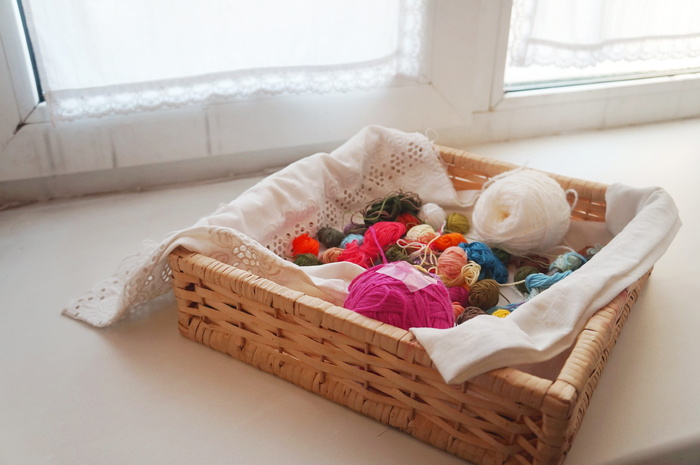 家庭，篮子，毛纱，容器，室内，花卉，开花植物，窗户