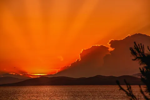 日落，天空，黄昏，风景，自然，心情，大海