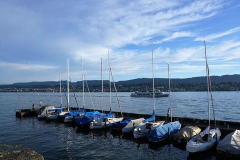 康斯坦斯湖，帆，船，水，自然，秋天，脸，湖