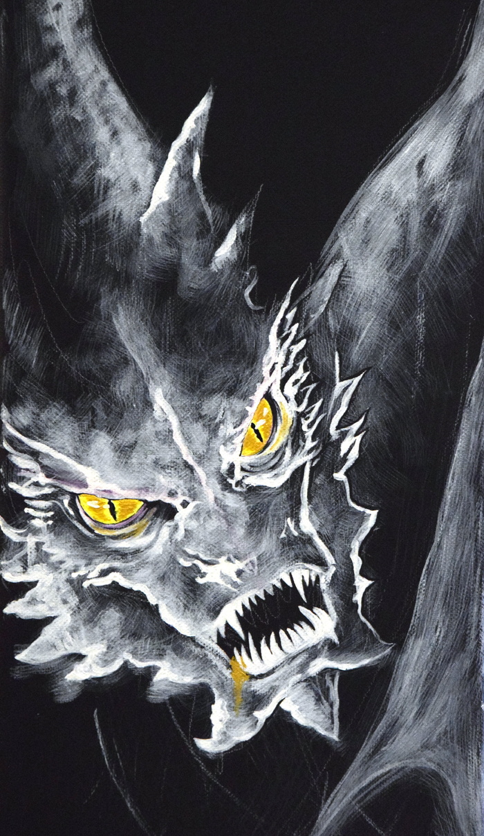龙，龙骑兵，插图，夜晚，绘画，灯光，黄金，smaug