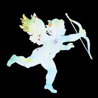 天使、白色、图形、黑色背景、摄影棚快照、室内、多色、绘画 天使、白色、图形、黑色背景、摄影棚快照、室内、多色、绘画