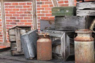 灰色, 牛奶, 流失, 什锦, 木, 盒子很多, 股票, 牛奶罐