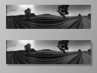 铁路，全景，铁路，景观，黑白，天空，火车，全景