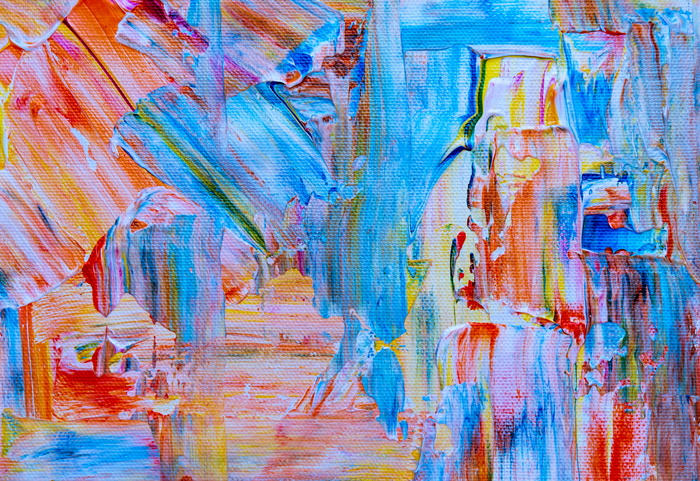 蓝、黄、红抽象画