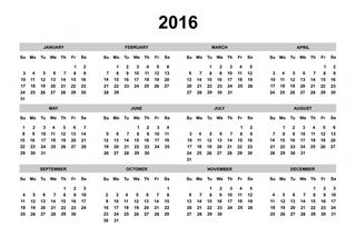 2016日历，日历，2016，年，模板，日期，日，月