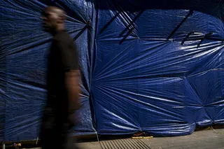 人、人、帐篷、照明、天篷、砖、舞台、剪影