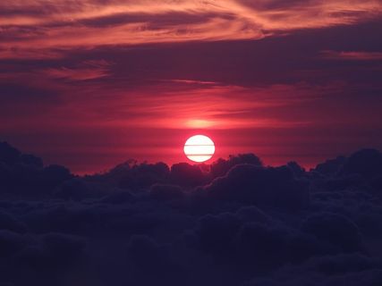 黎明，黄昏，太阳，橙色，红色，天空，阿本斯汀芒，剪影