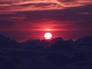 黎明，黄昏，太阳，橙色，红色，天空，阿本斯汀芒，剪影