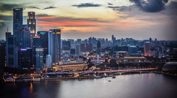 新加坡, 水, 灯, 海港, 霓虹灯, 建设, 天际线, 城市