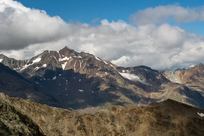 奥地利，wildspitze，山脉，冰川，高度，阿尔卑斯山，雪，天空