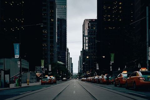 建筑物，城市，城市，建筑，摩天大楼，汽车，出租车，出租车