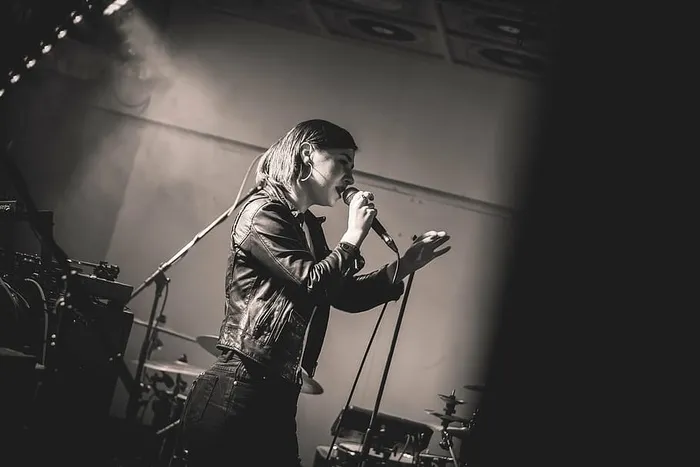 灰度照片，女人，表演，舞台，女士，人物，主角，歌手