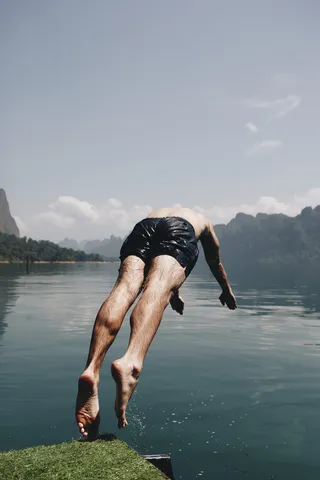 人，跳水，水，湿，跳水，游泳，湖，西方人