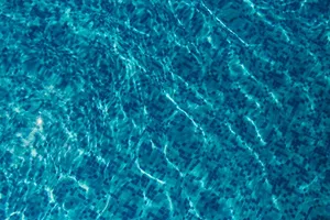 游泳池里的水被蓝色划破了