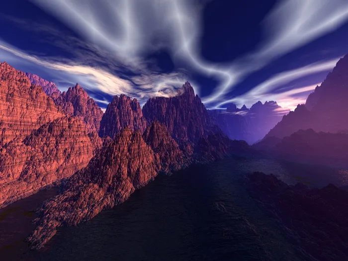 自然、山脉、旅游、景观、日落、岩石、湖泊、水